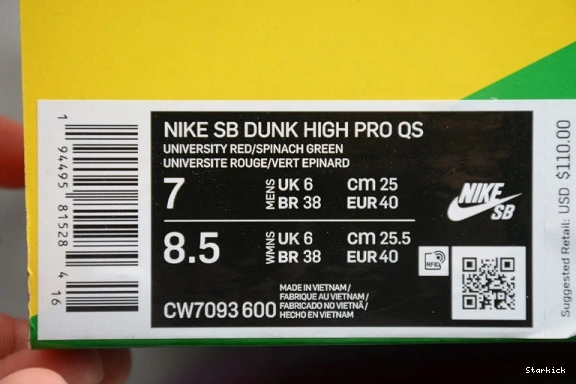 600 Cough" High "Strawberry Dunk SB Nike CW7093 - 0916